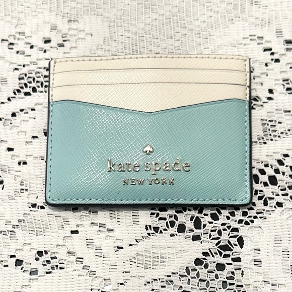 kate spade Handbags - Kate Spade Small Slim Card Holder Wallet Staci Saffiano Leather in Poolside Blue
